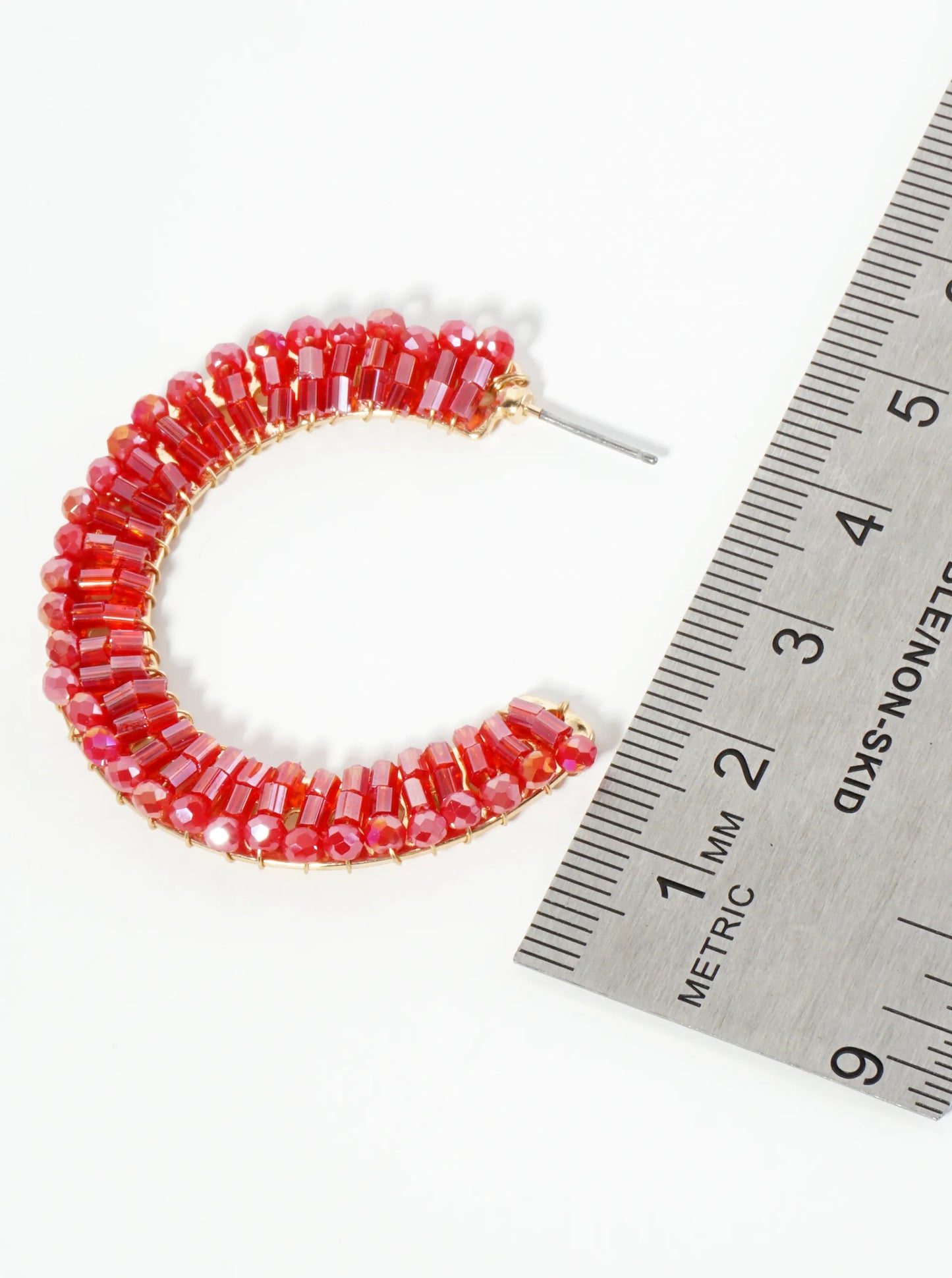 Glass Beaded 40mm Wide Hoop Earrings