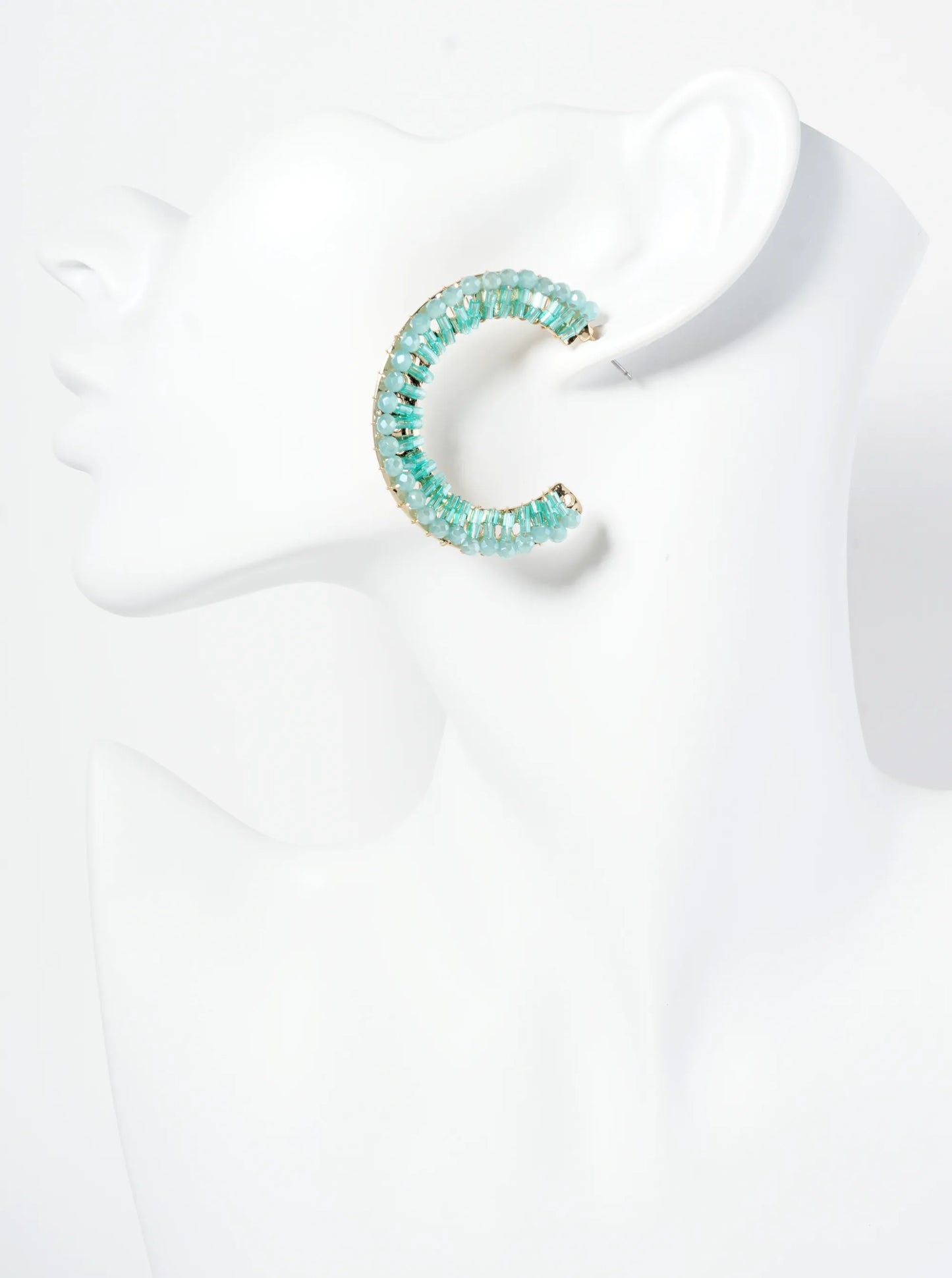 Glass Beaded 40mm Wide Hoop Earrings