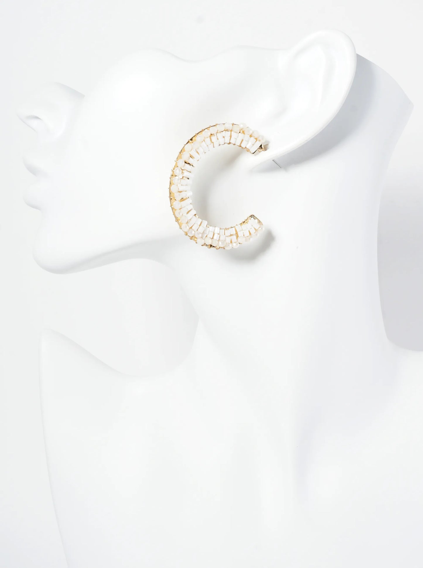 Glass Beaded 40mm Wide Hoop Earrings