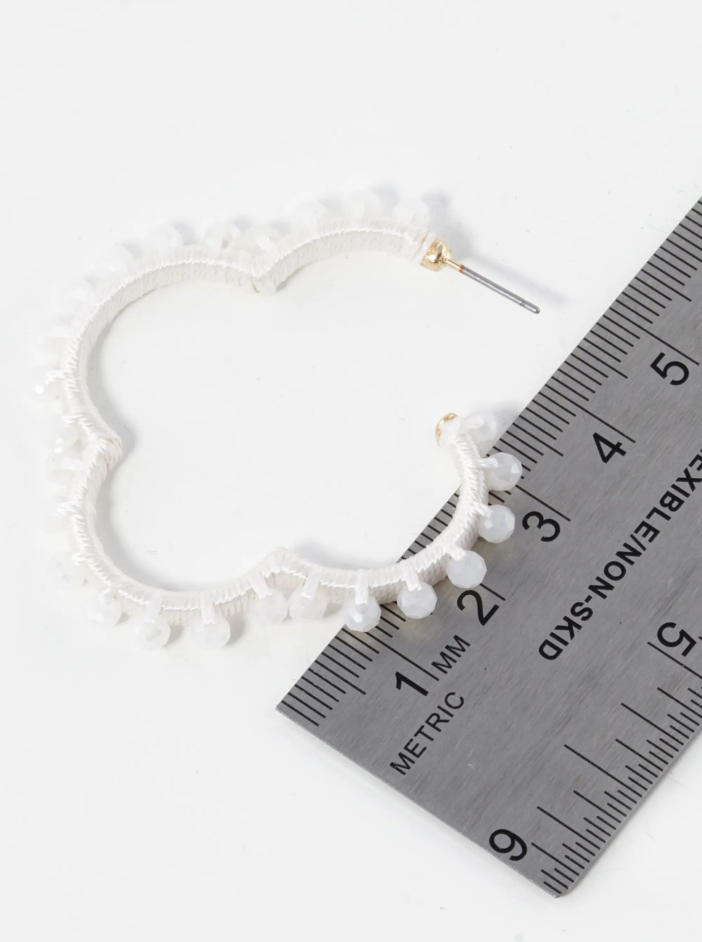 Glass Beaded 45mm Quatrefoil Open Hoop Earrings