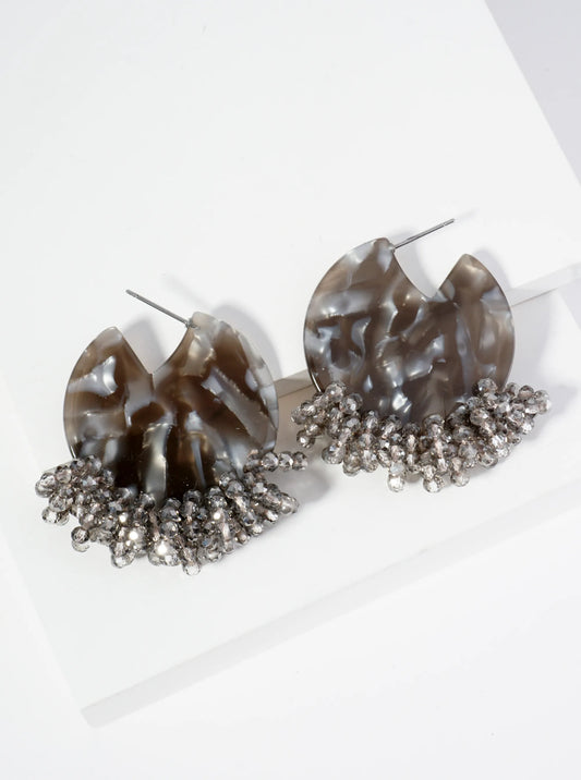 Glass Beaded Acetate Pacman Hoop Earrings
