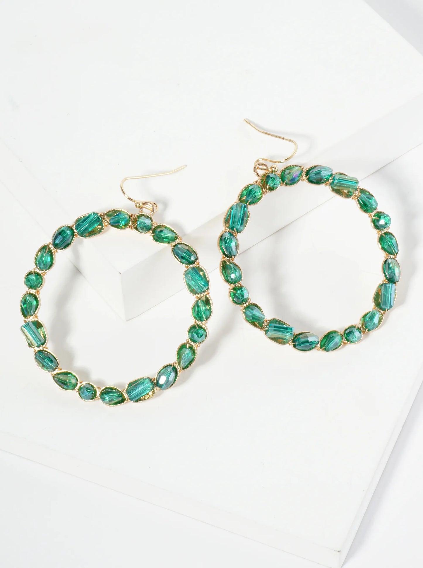 Glass Beaded Circle Drop Earrings