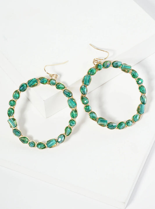 Glass Beaded Circle Drop Earrings