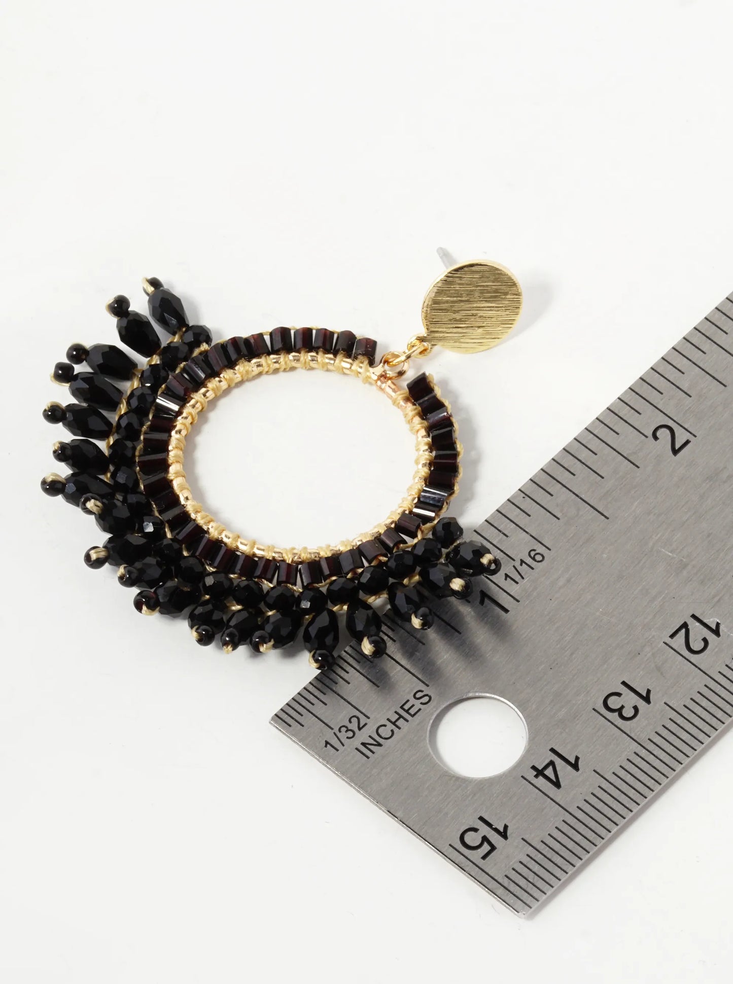 Glass Beaded Circle Fringe Dangle Post Earrings