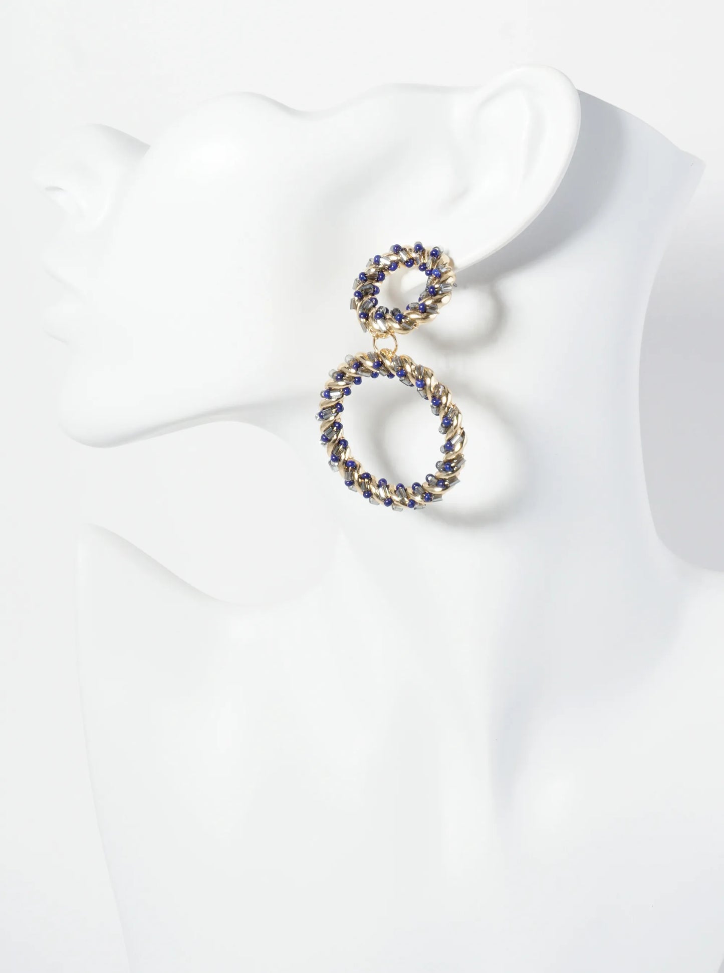 Glass Beaded Double Circle Drop Post Earrings