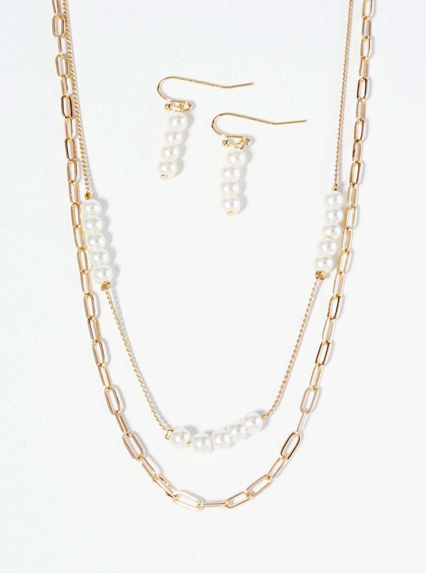 Glass Beaded Layered Chain Necklace