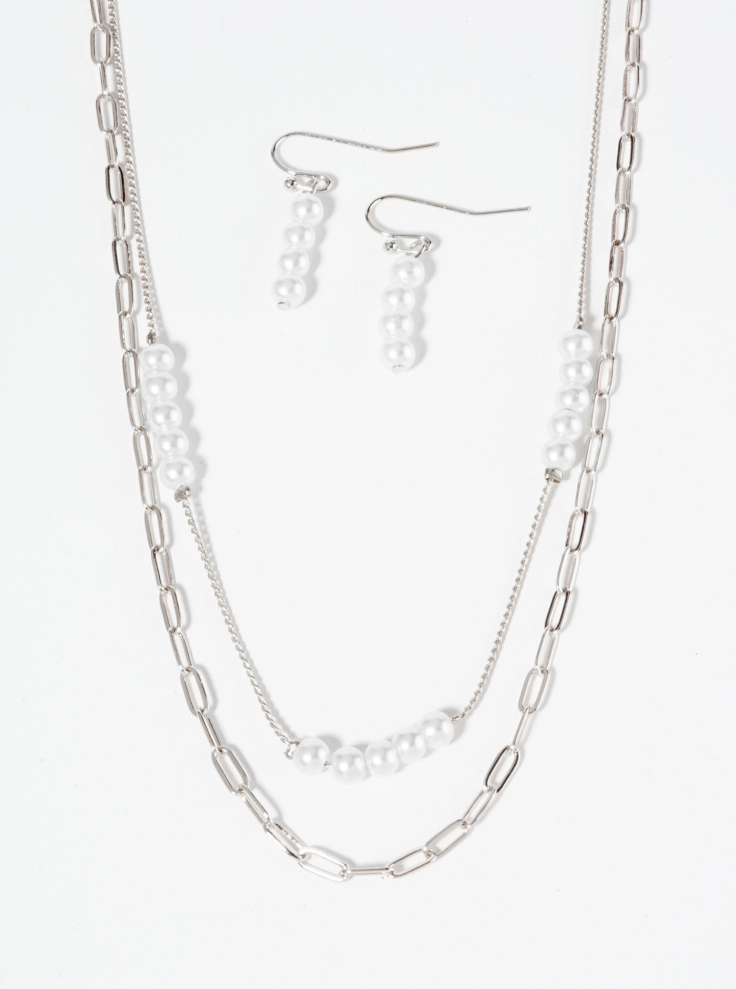 Glass Beaded Layered Chain Necklace