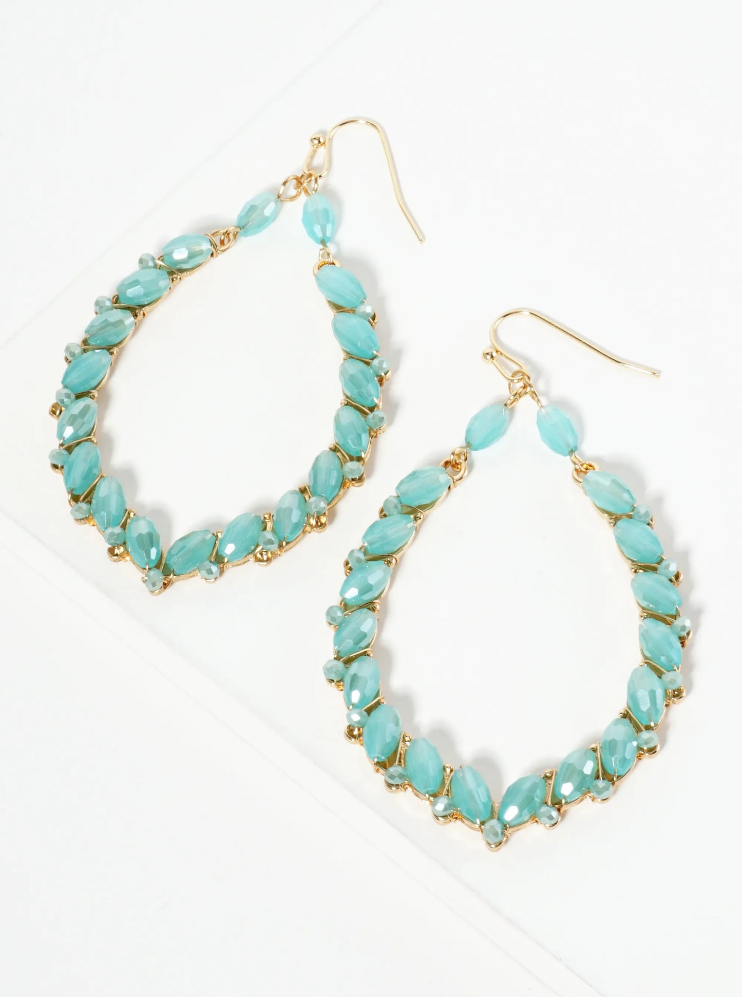 Glass Beaded Marquise Dangle Drop Earrings