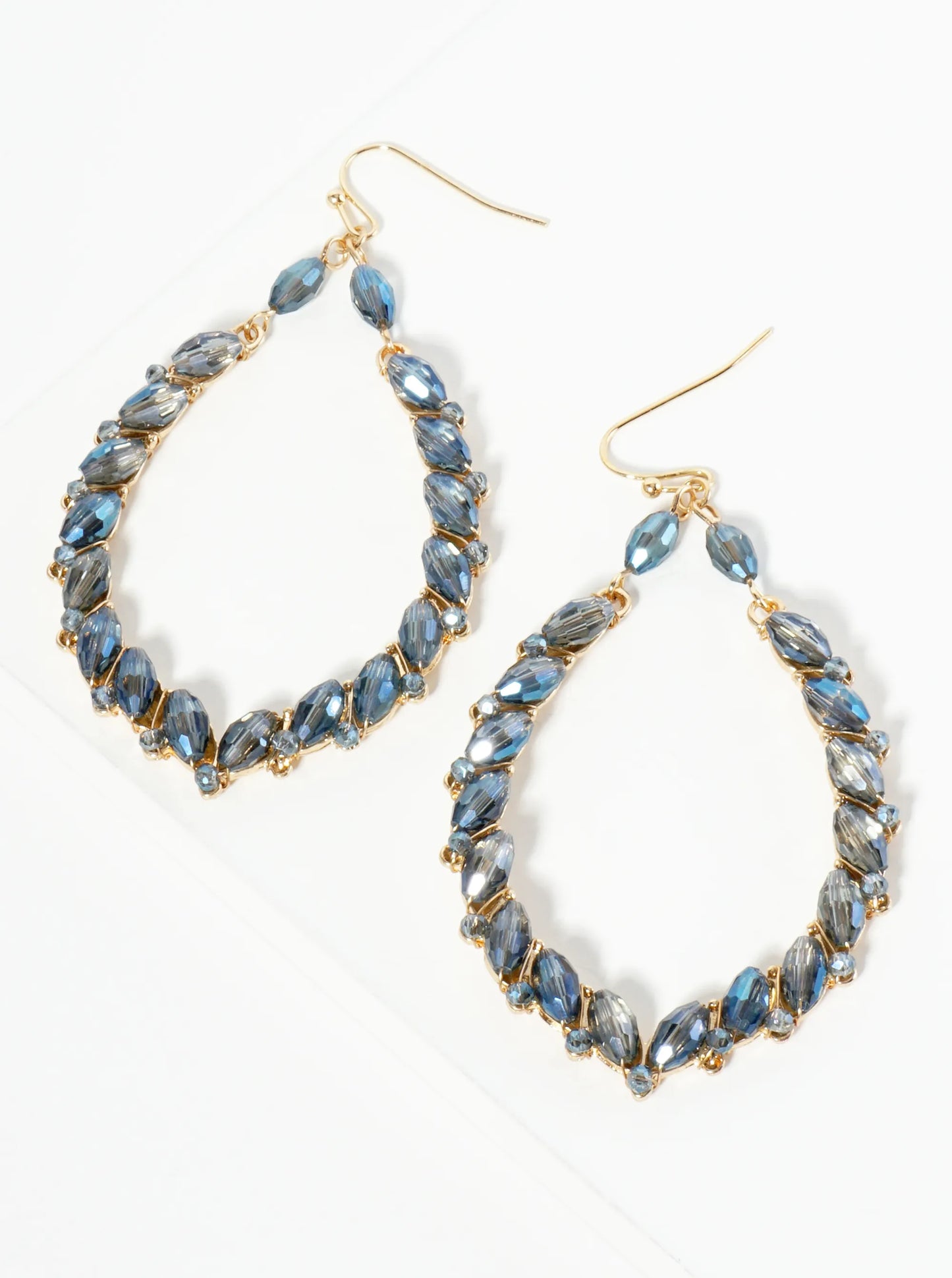 Glass Beaded Marquise Dangle Drop Earrings