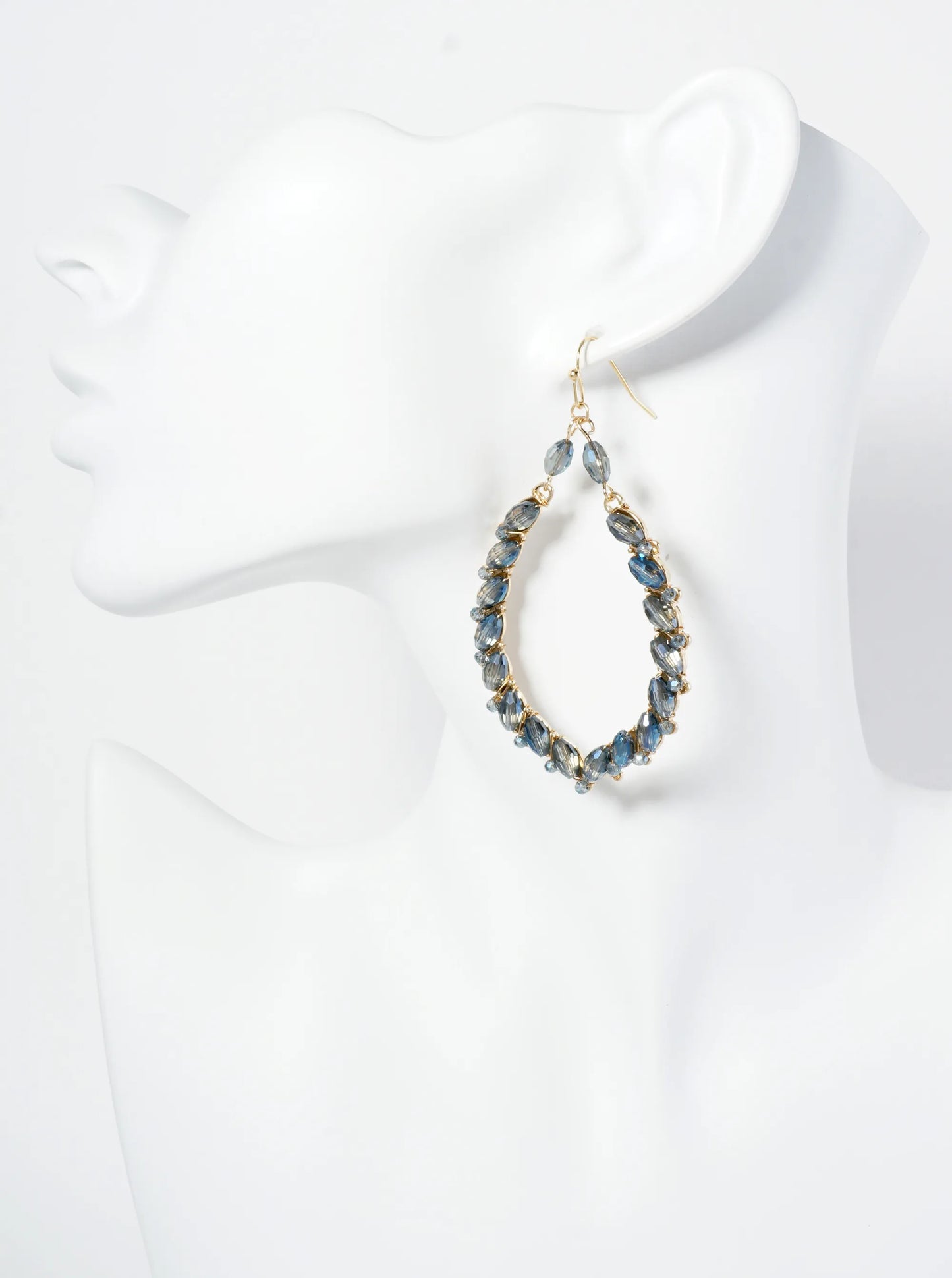 Glass Beaded Marquise Dangle Drop Earrings
