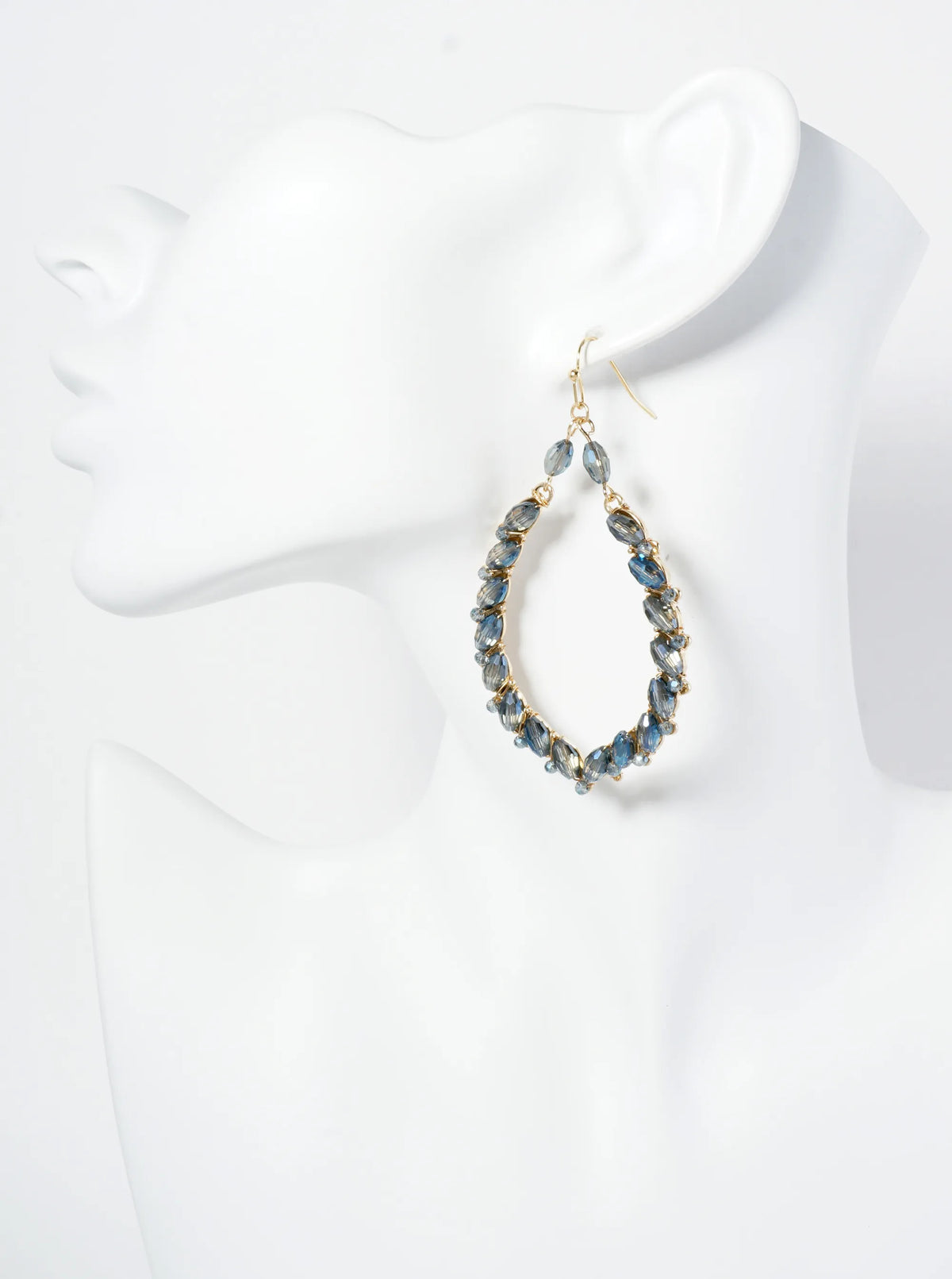Glass Beaded Marquise Dangle Drop Earrings