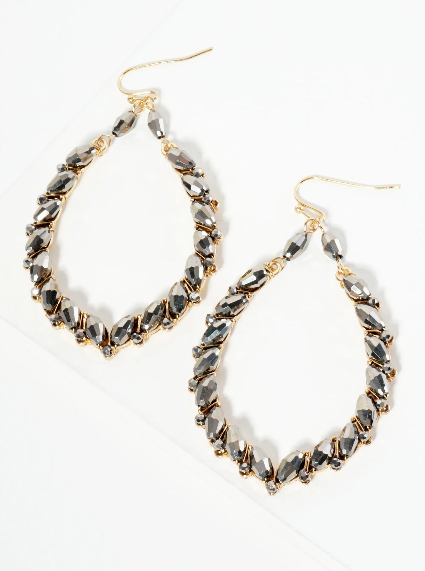 Glass Beaded Marquise Dangle Drop Earrings