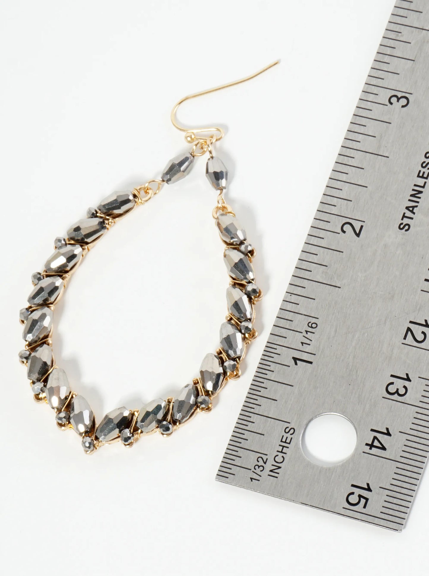 Glass Beaded Marquise Dangle Drop Earrings