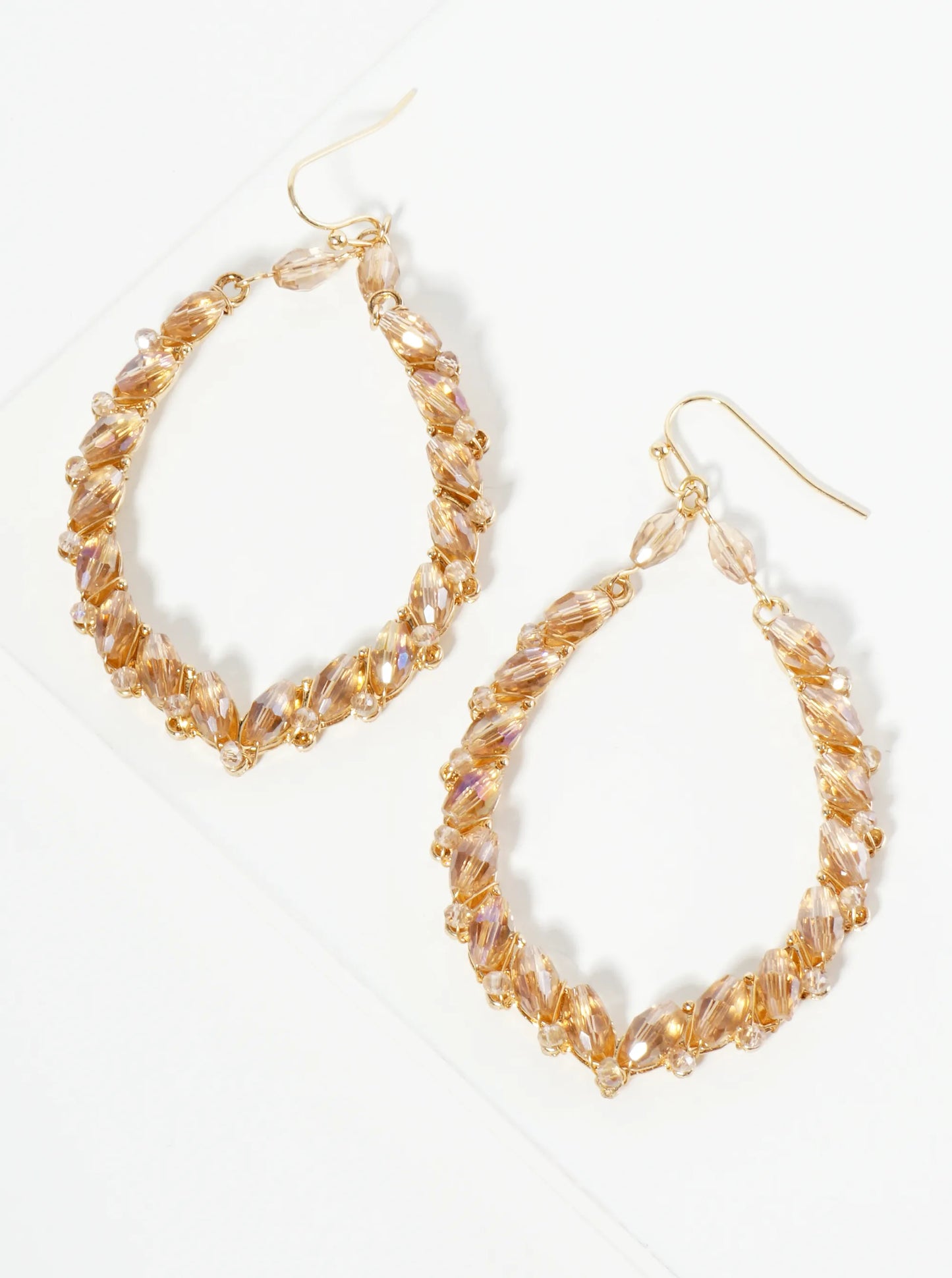 Glass Beaded Marquise Dangle Drop Earrings