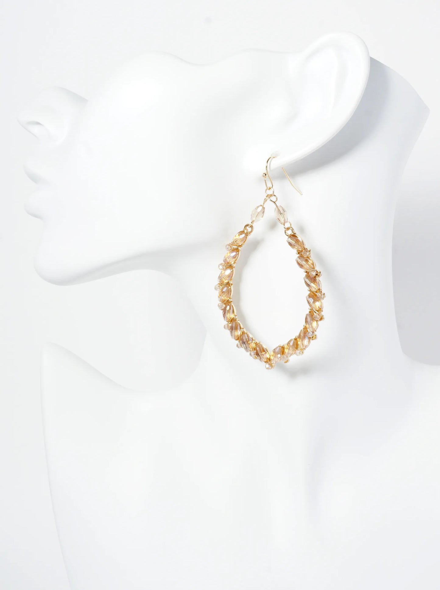 Glass Beaded Marquise Dangle Drop Earrings