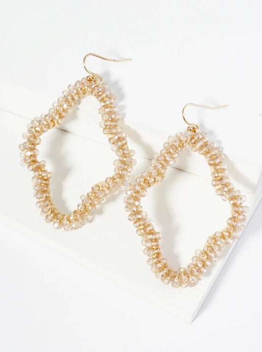 Glass Beaded Quatrefoil Dangle Earrings
