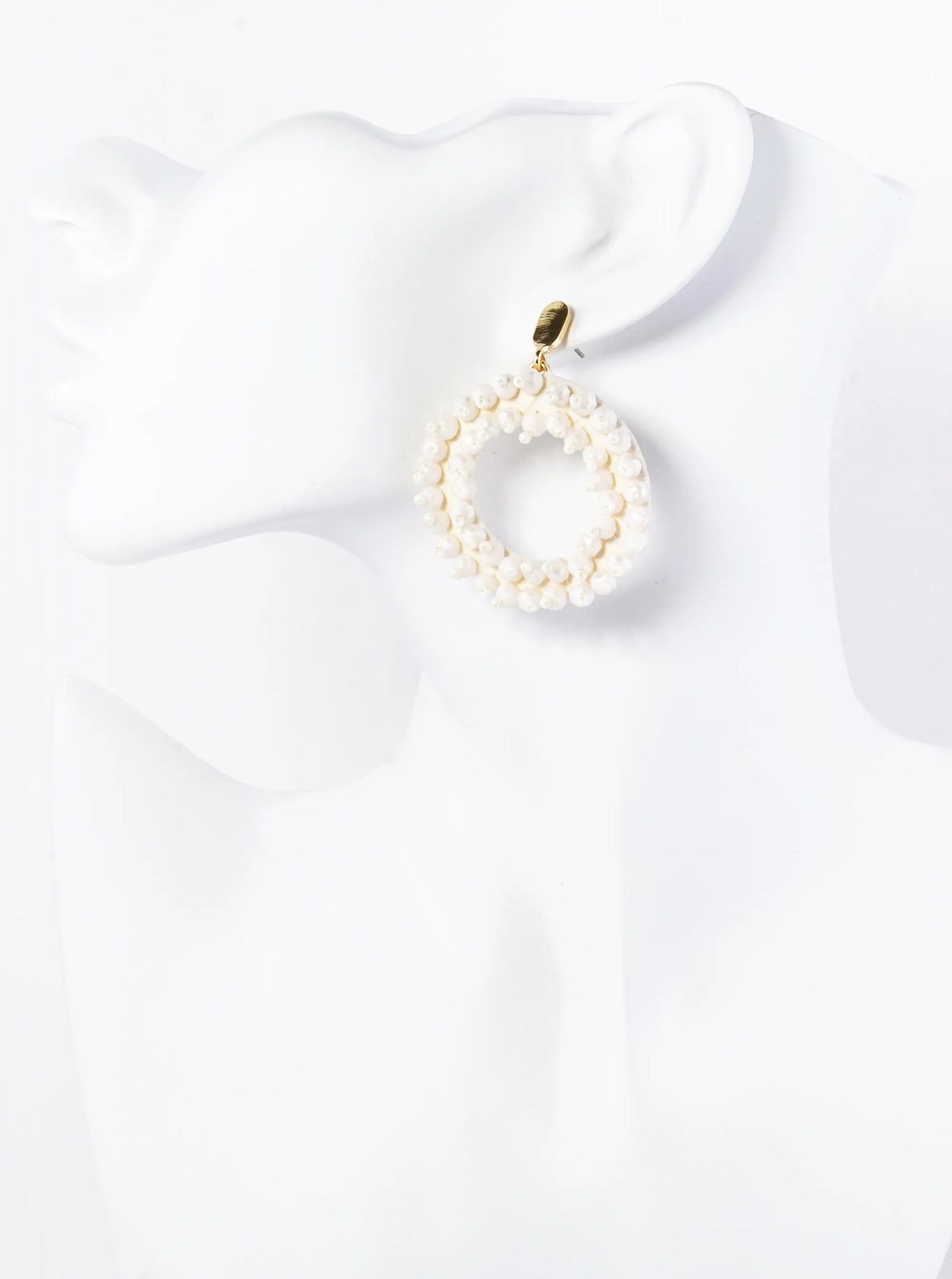 Glass Beaded Raffia Wrapped Circle Drop Earrings