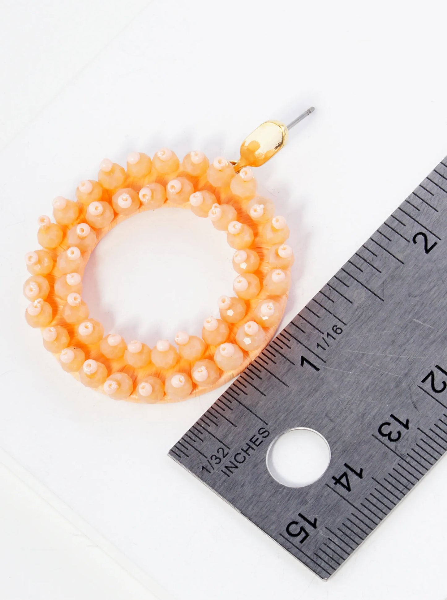 Glass Beaded Raffia Wrapped Circle Drop Earrings