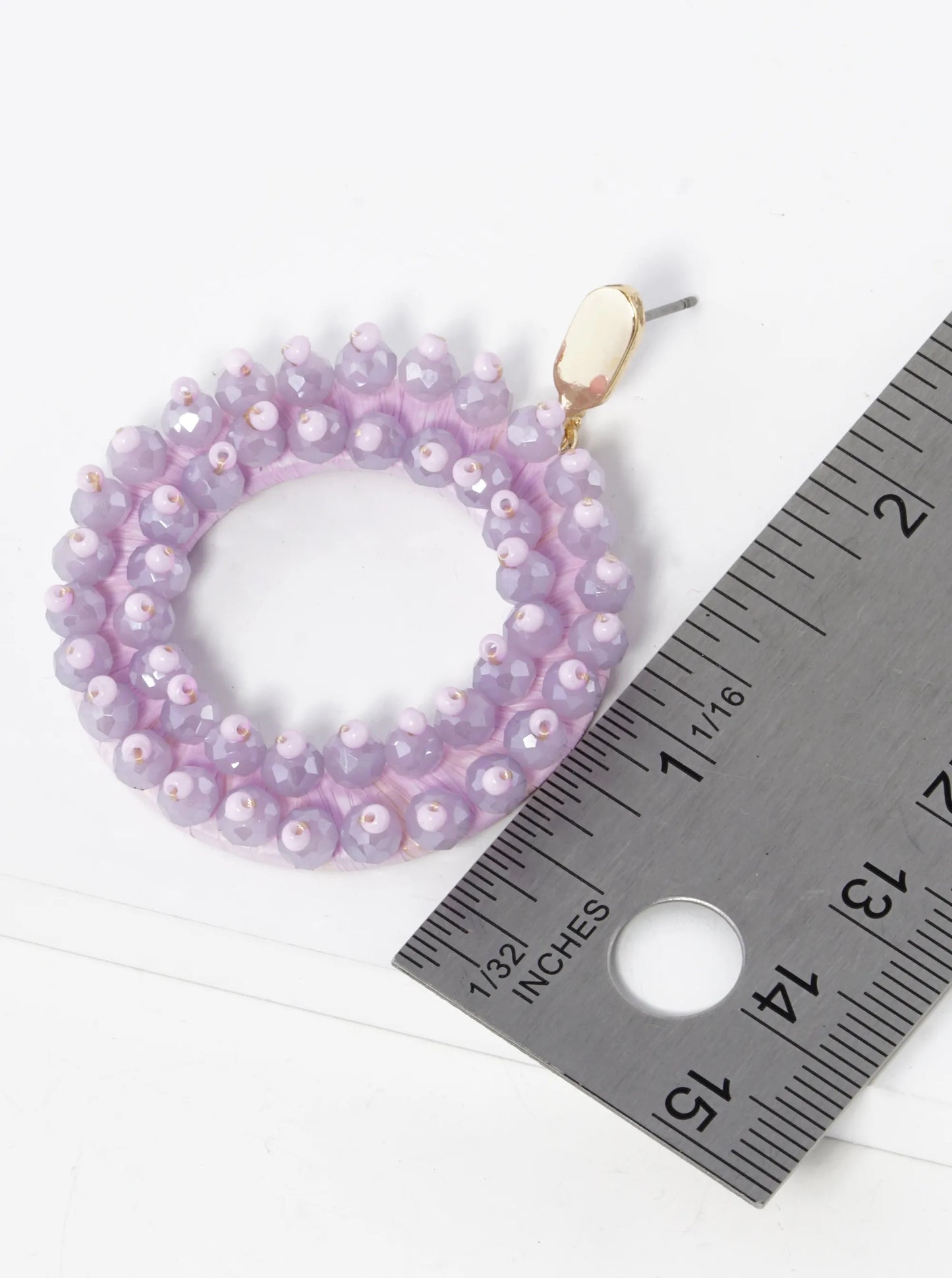 Glass Beaded Raffia Wrapped Circle Drop Earrings