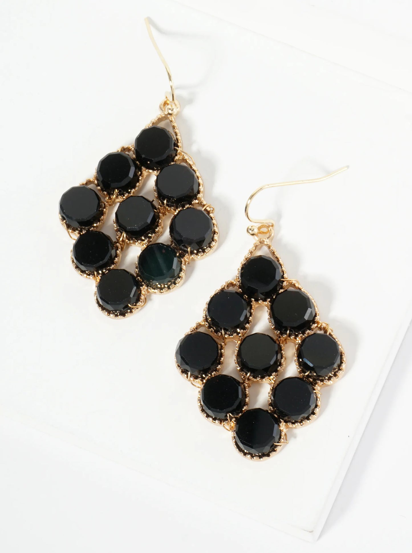 Glass Beaded Rhombus Shape Dangle Earrings