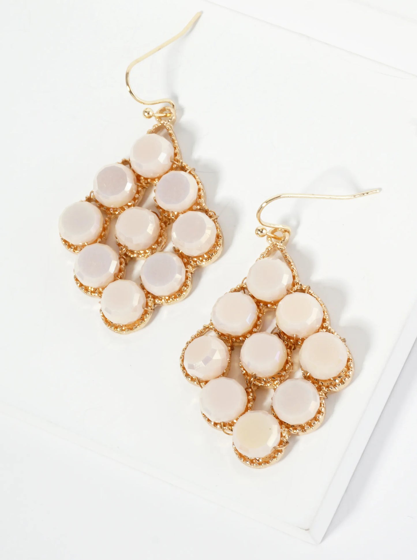 Glass Beaded Rhombus Shape Dangle Earrings