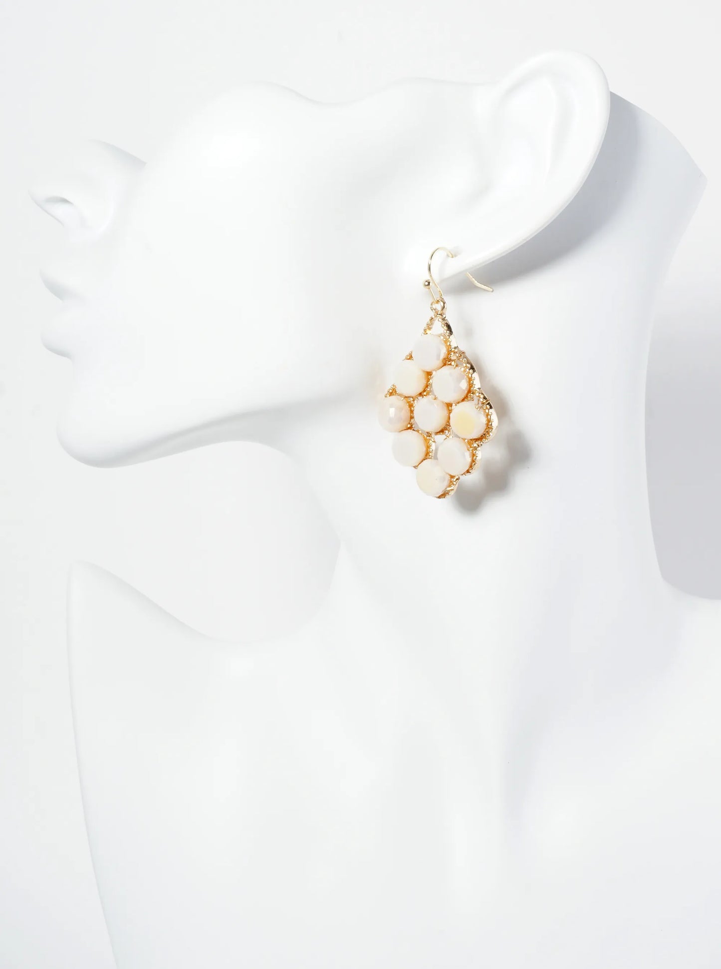 Glass Beaded Rhombus Shape Dangle Earrings