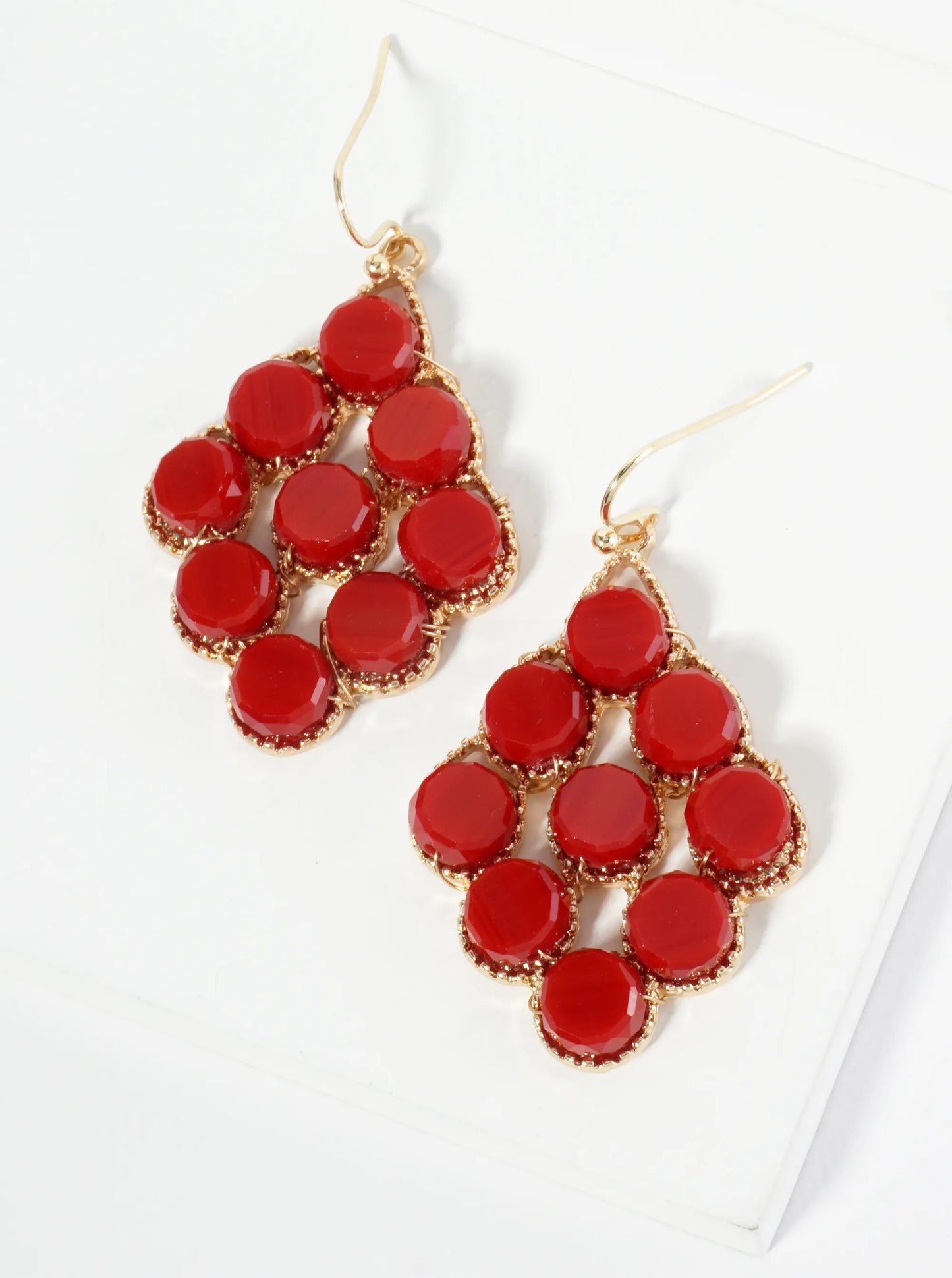 Glass Beaded Rhombus Shape Dangle Earrings