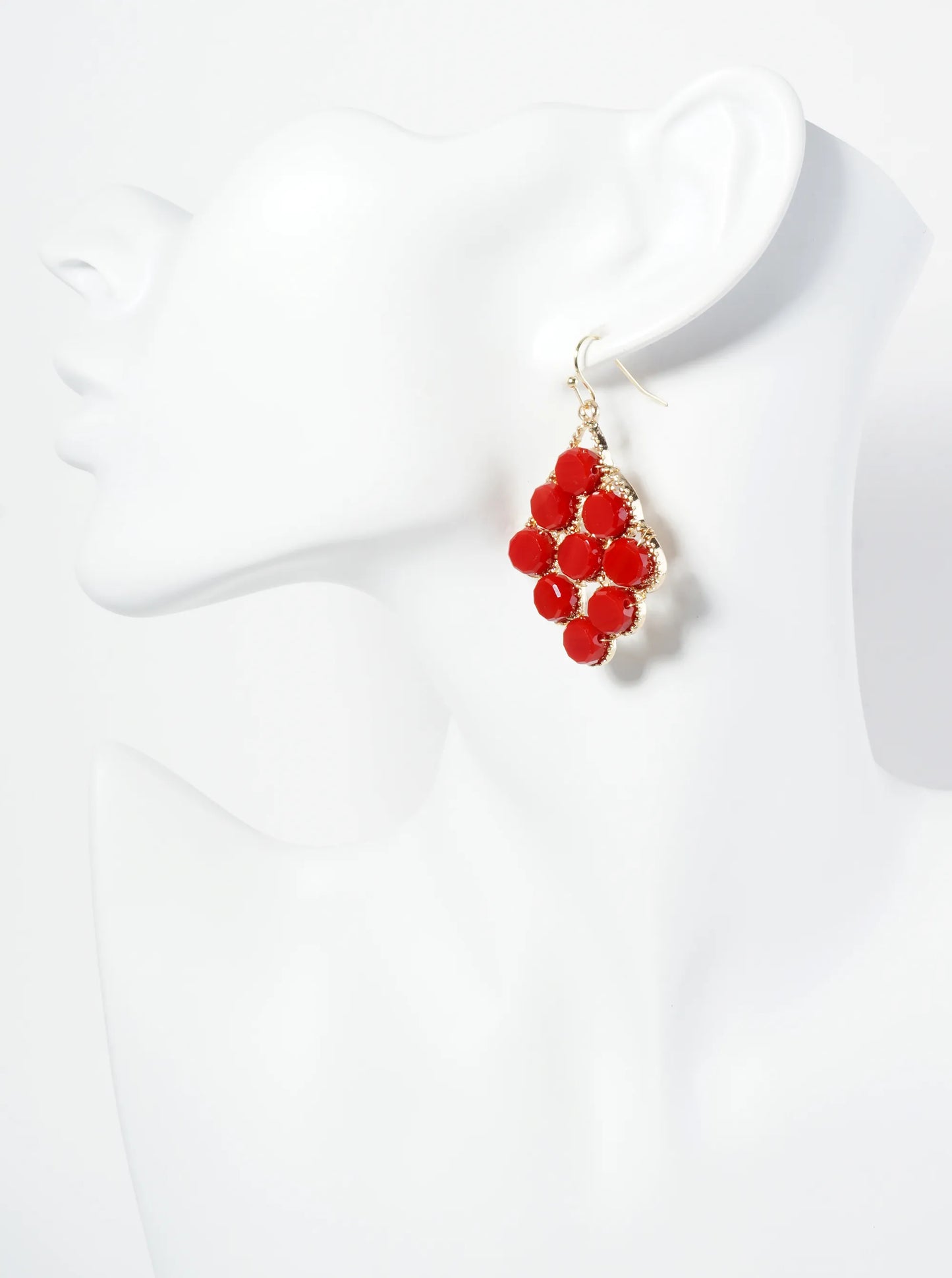 Glass Beaded Rhombus Shape Dangle Earrings