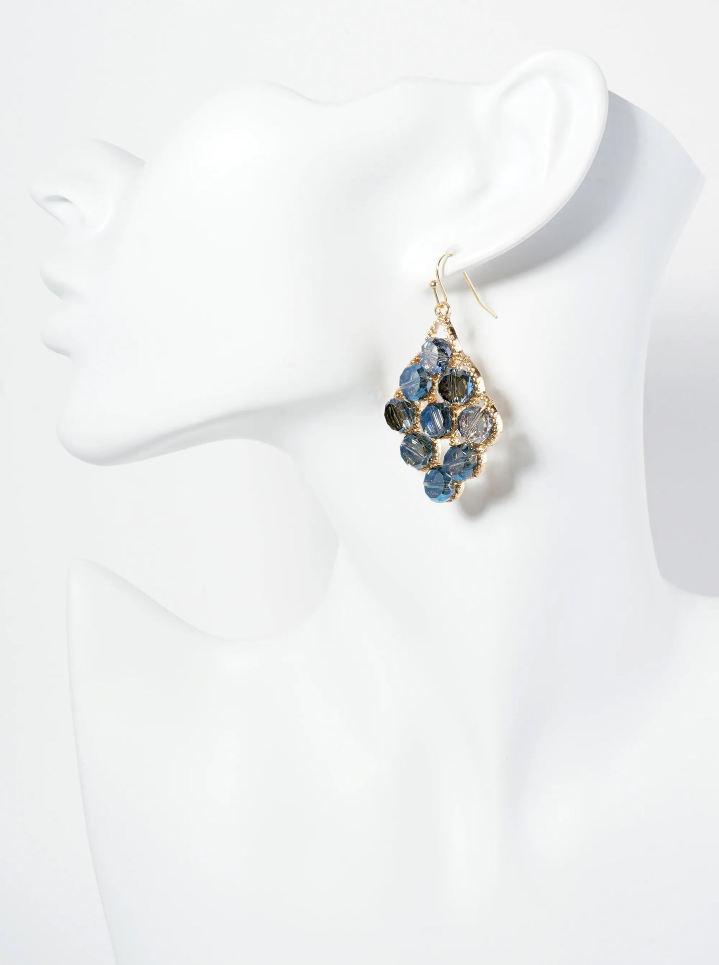Glass Beaded Rhombus Shape Dangle Earrings