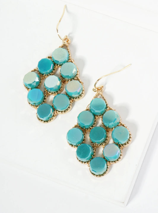 Glass Beaded Rhombus Shape Dangle Earrings