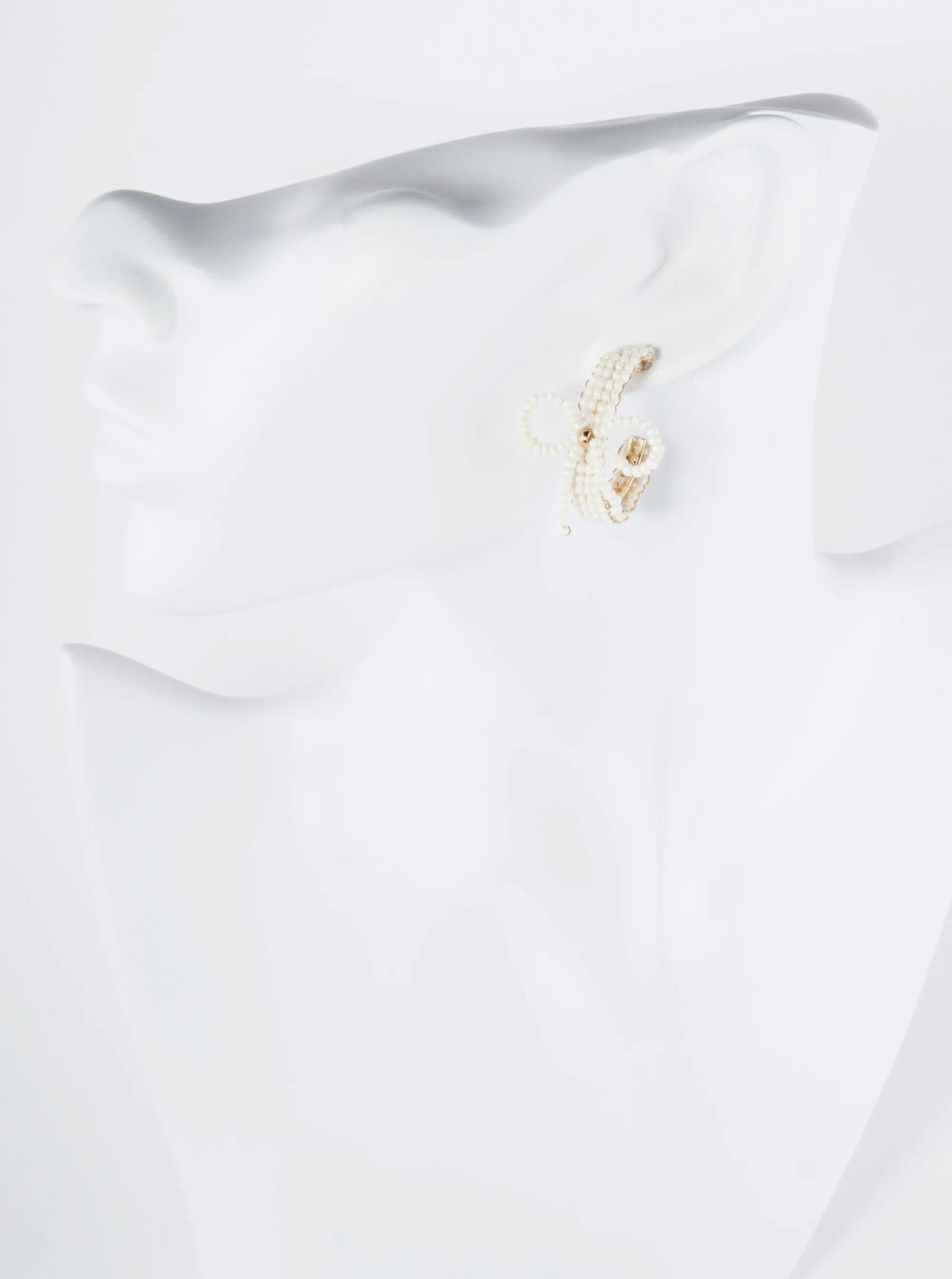 Glass Beaded Ribbon Bow Accent 25mm Open Hoop Earrings