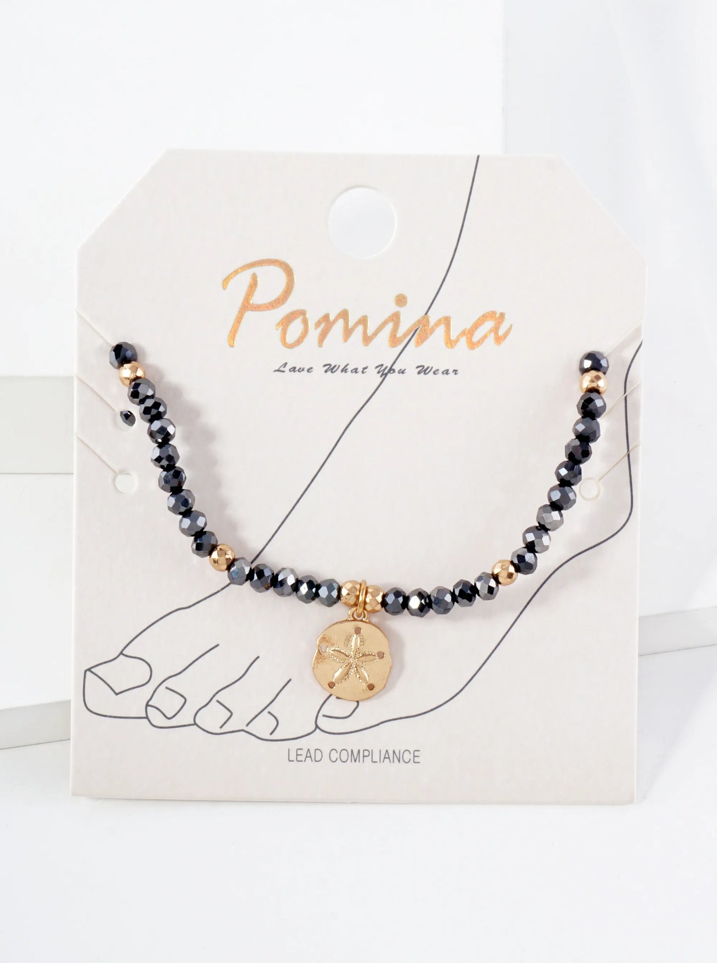 Glass-Beaded Sand-Dollar Charm Stretch Anklet