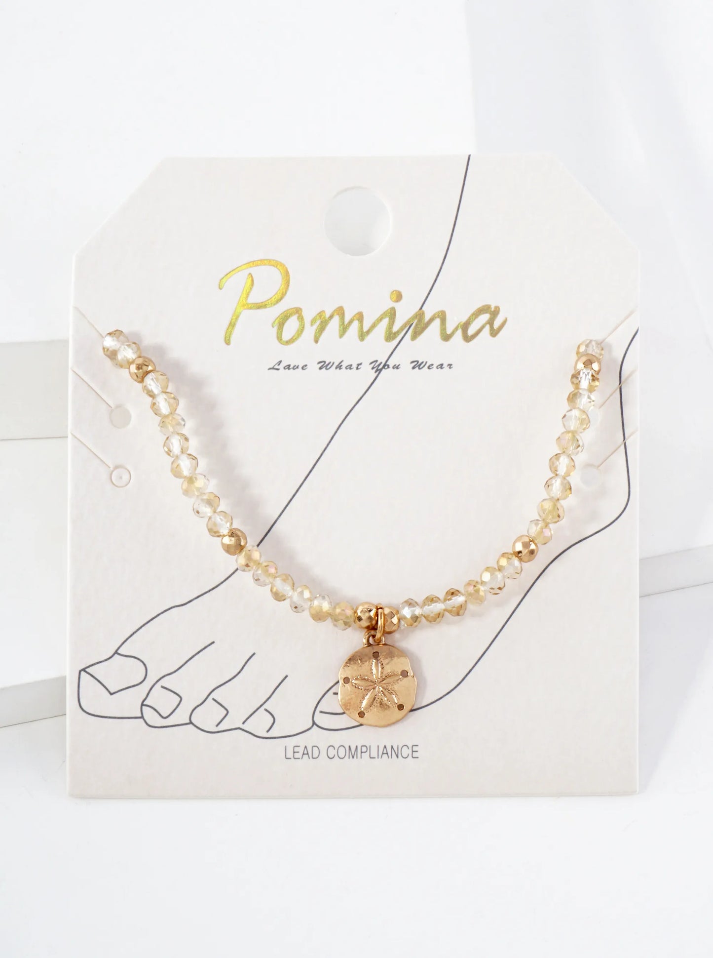 Glass-Beaded Sand-Dollar Charm Stretch Anklet