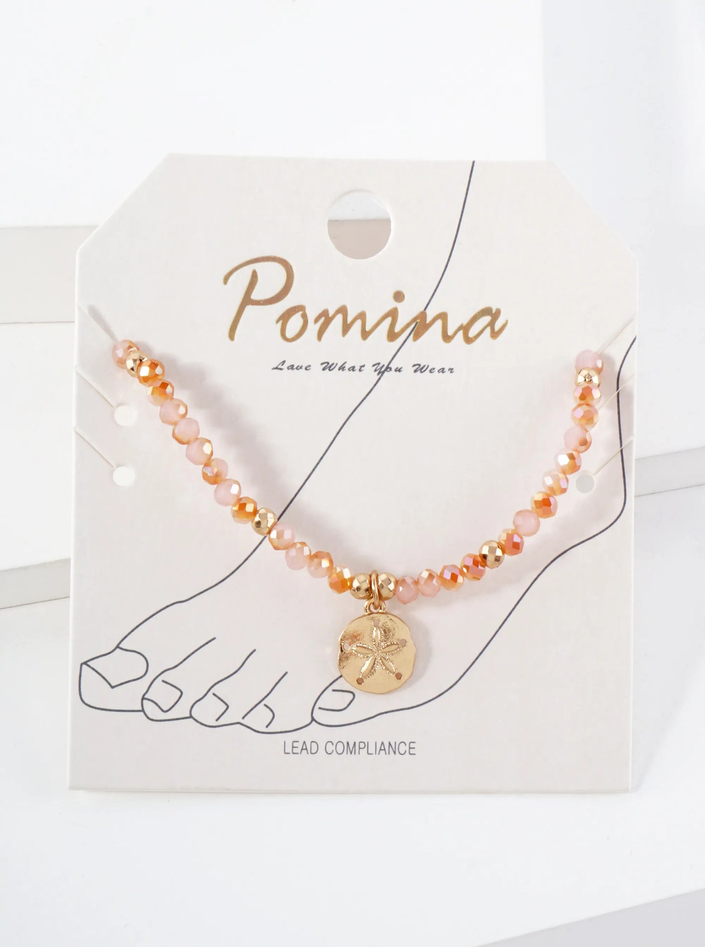 Glass-Beaded Sand-Dollar Charm Stretch Anklet