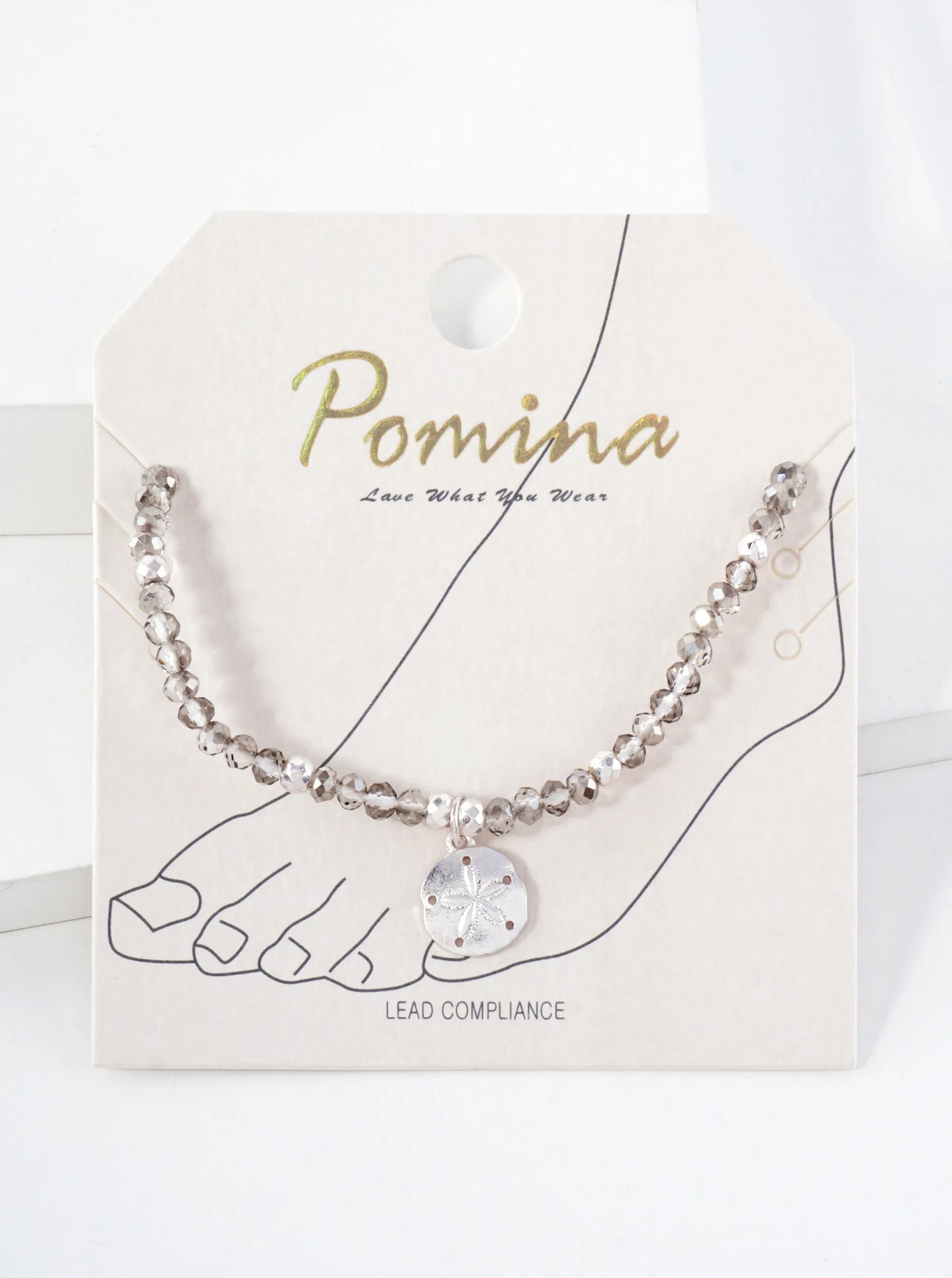 Glass-Beaded Sand-Dollar Charm Stretch Anklet