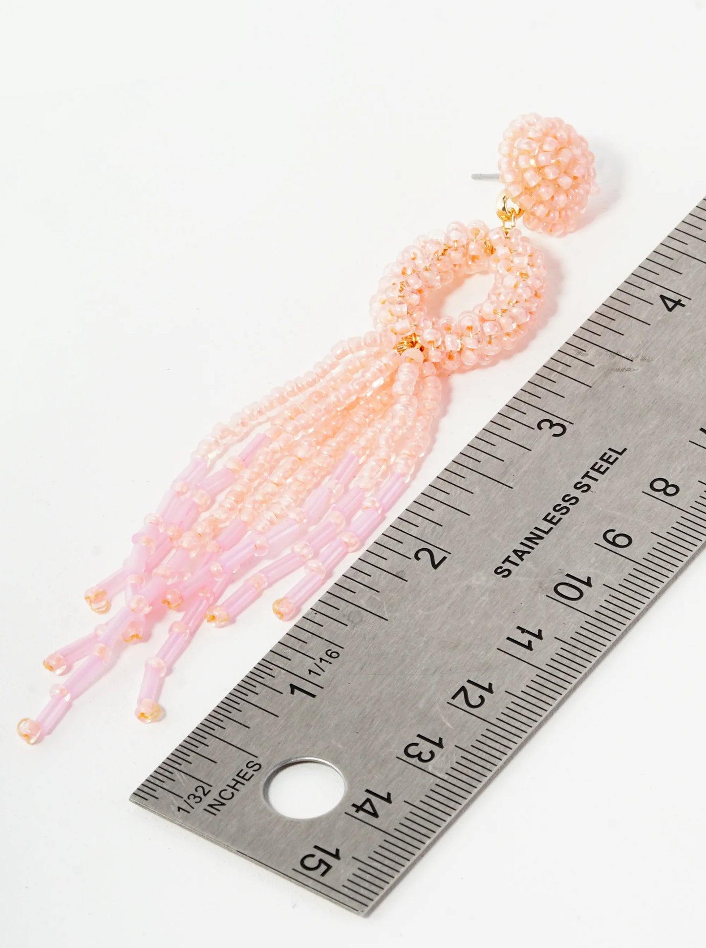 Glass Beaded Tassel Drop Statement Earrings