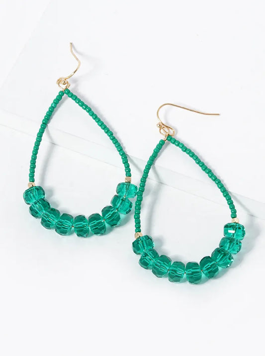 Glass Beaded Teardrop Dangle Earrings