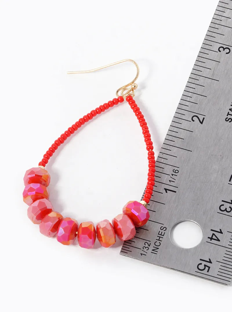 Glass Beaded Teardrop Dangle Earrings