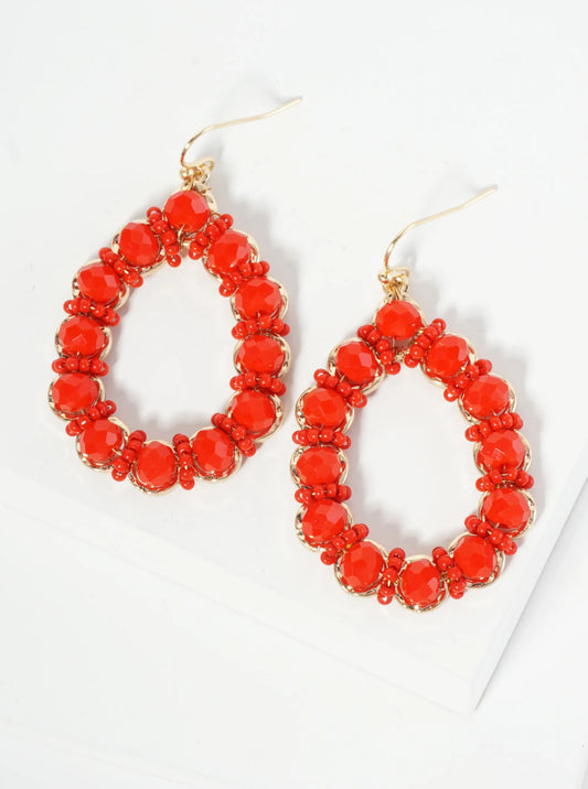 Glass Beaded Teardrop Dangle Earrings