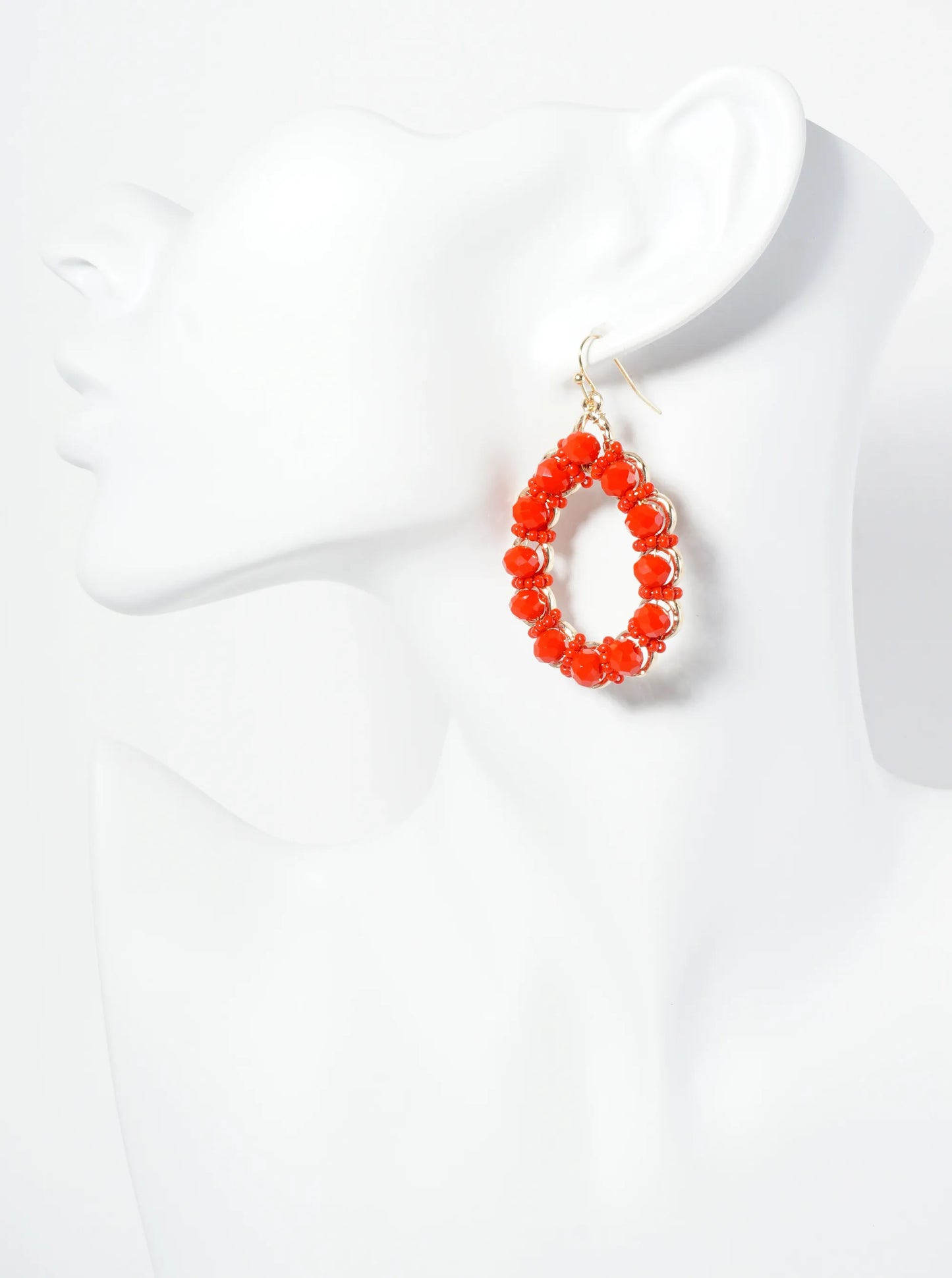 Glass Beaded Teardrop Dangle Earrings