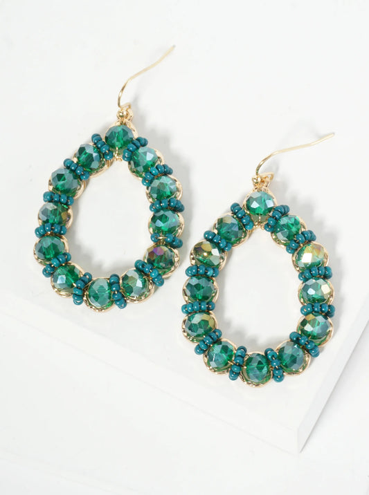 Glass Beaded Teardrop Dangle Earrings