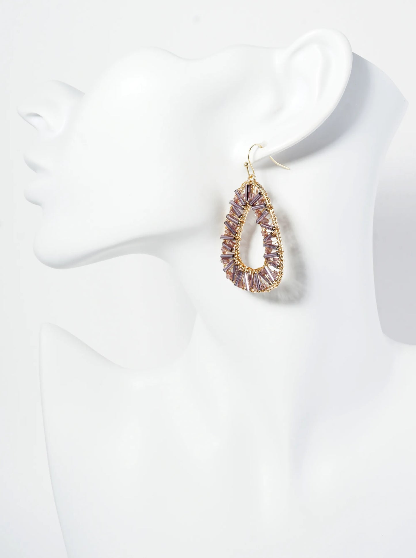 Glass Beaded Triangle Dangle Earrings