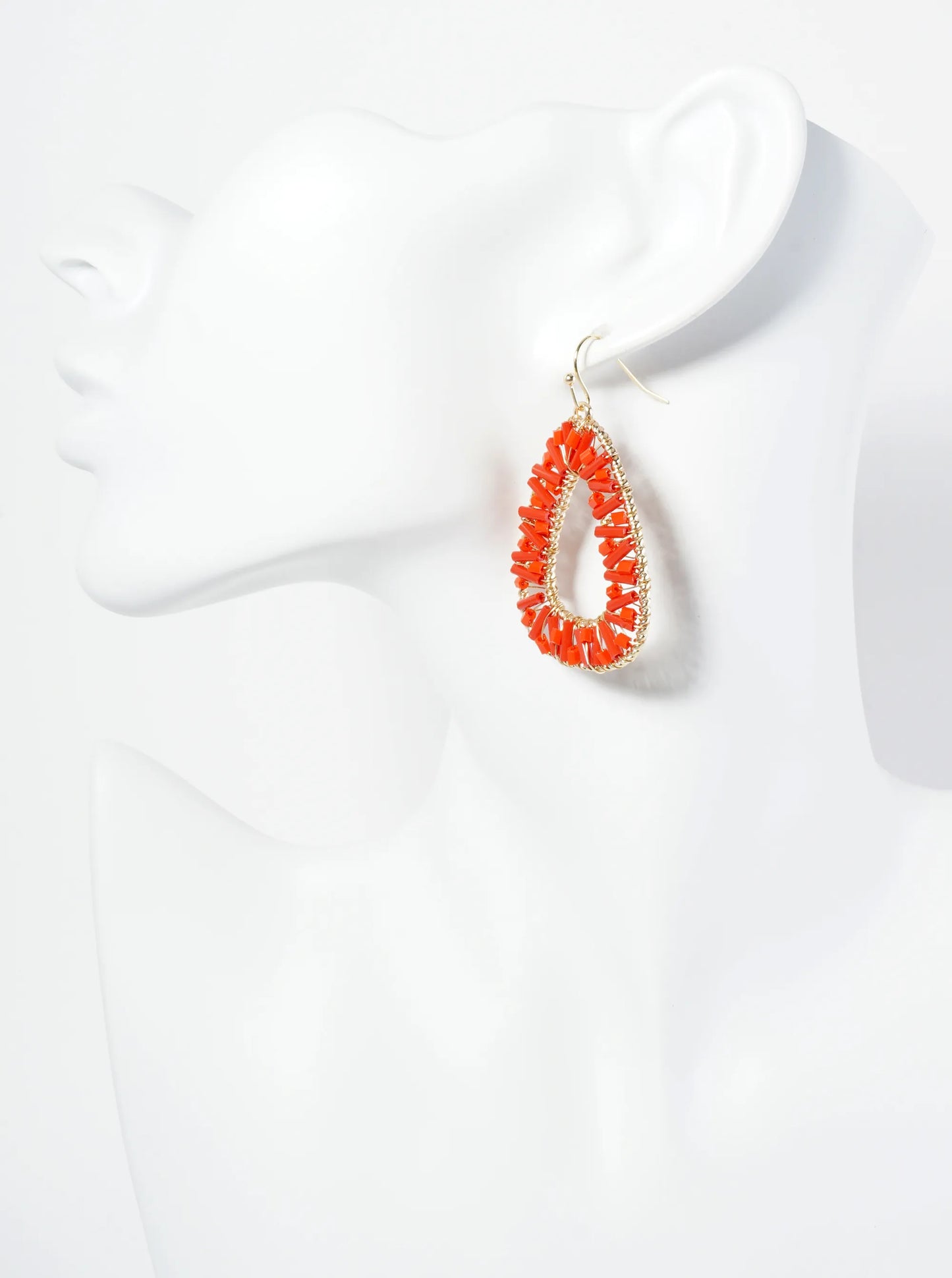 Glass Beaded Triangle Dangle Earrings