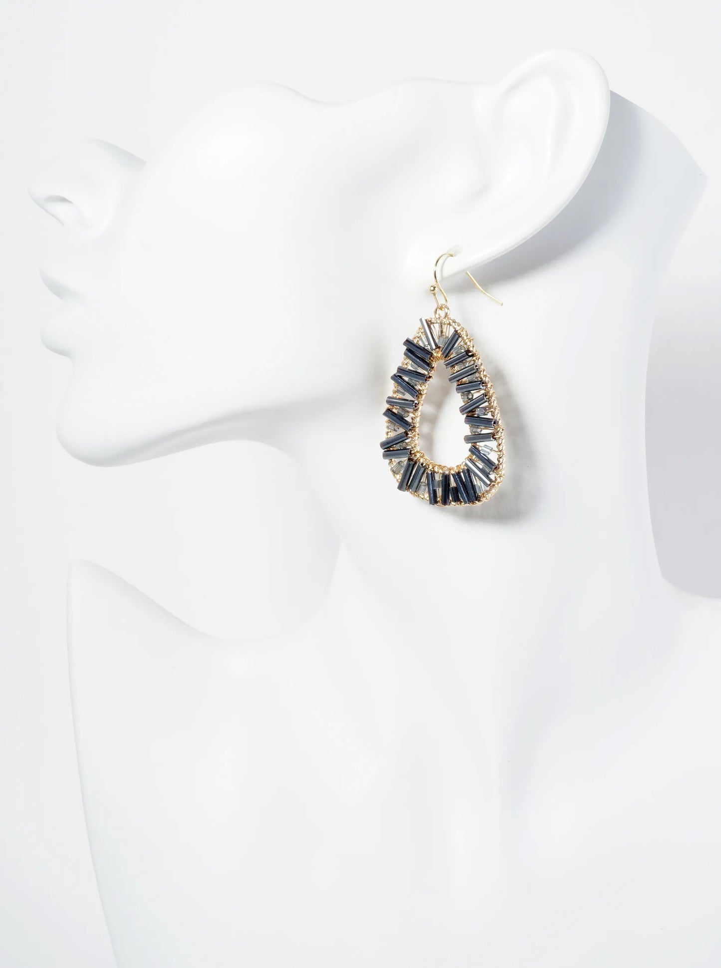 Glass Beaded Triangle Dangle Earrings