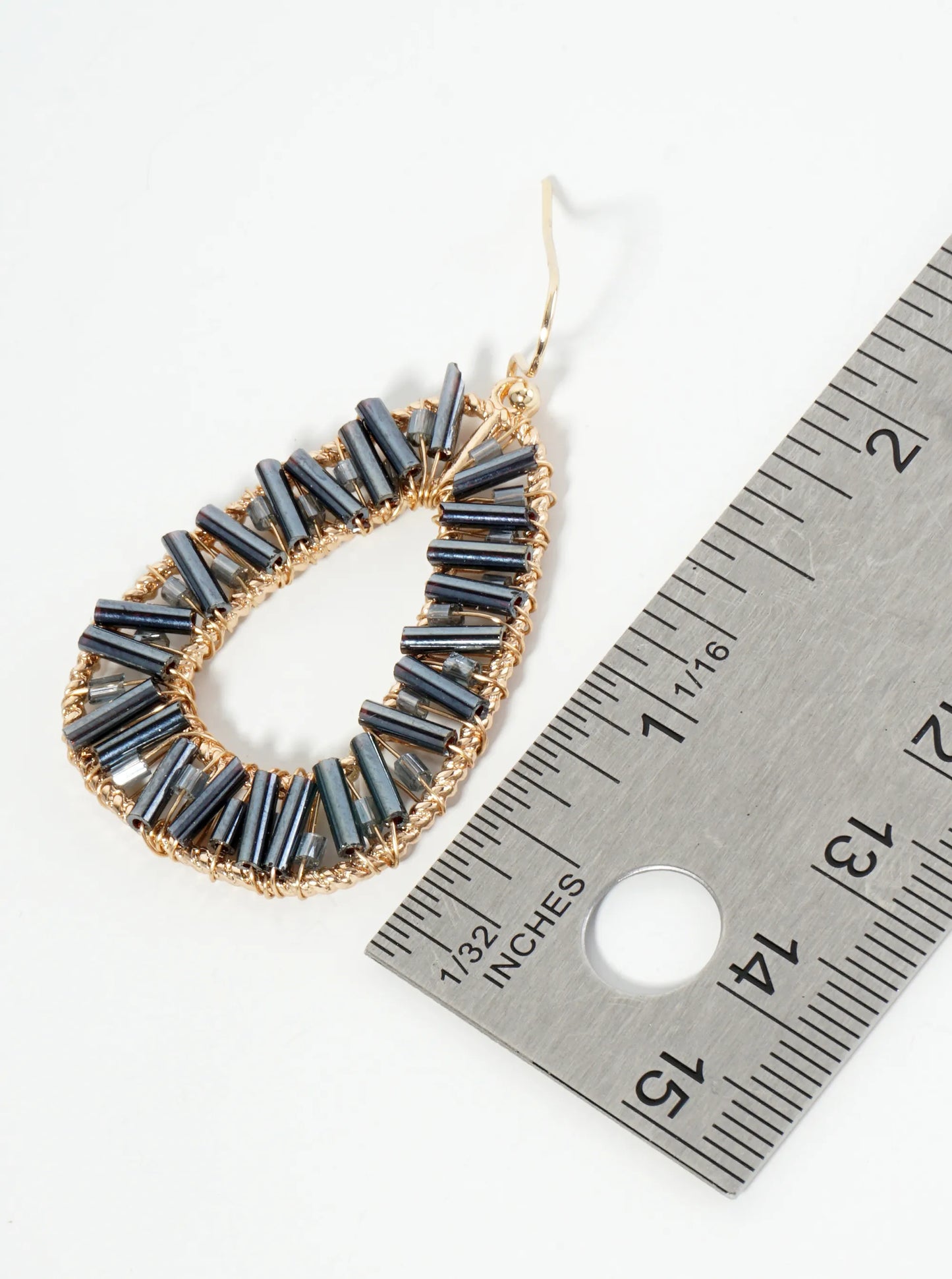 Glass Beaded Triangle Dangle Earrings