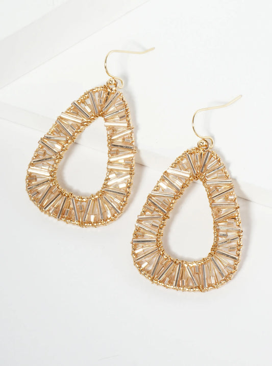 Glass Beaded Triangle Dangle Earrings