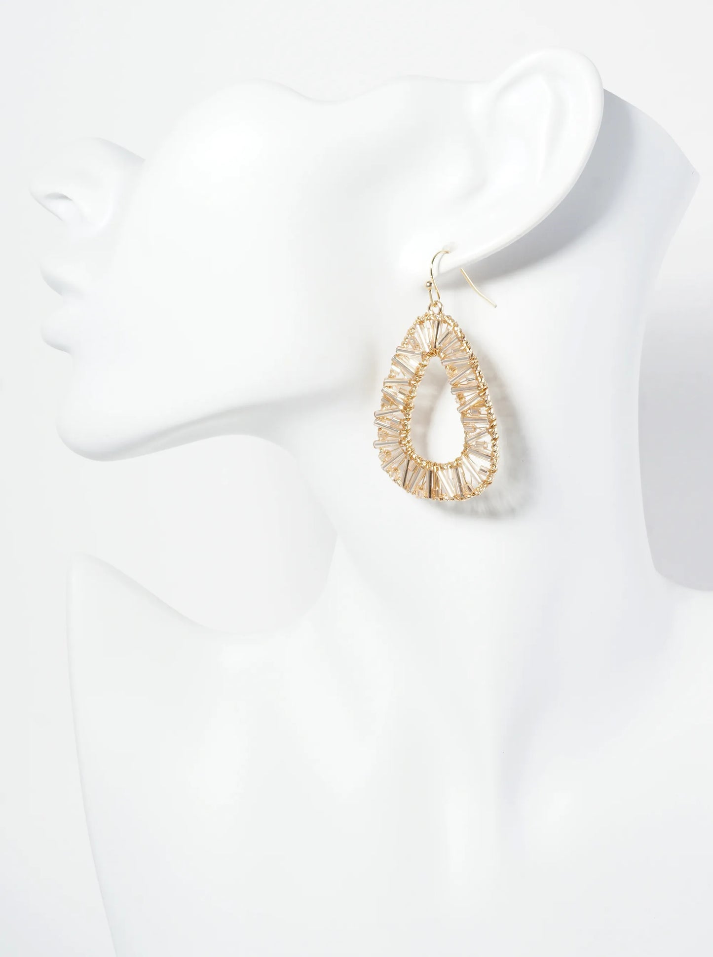 Glass Beaded Triangle Dangle Earrings