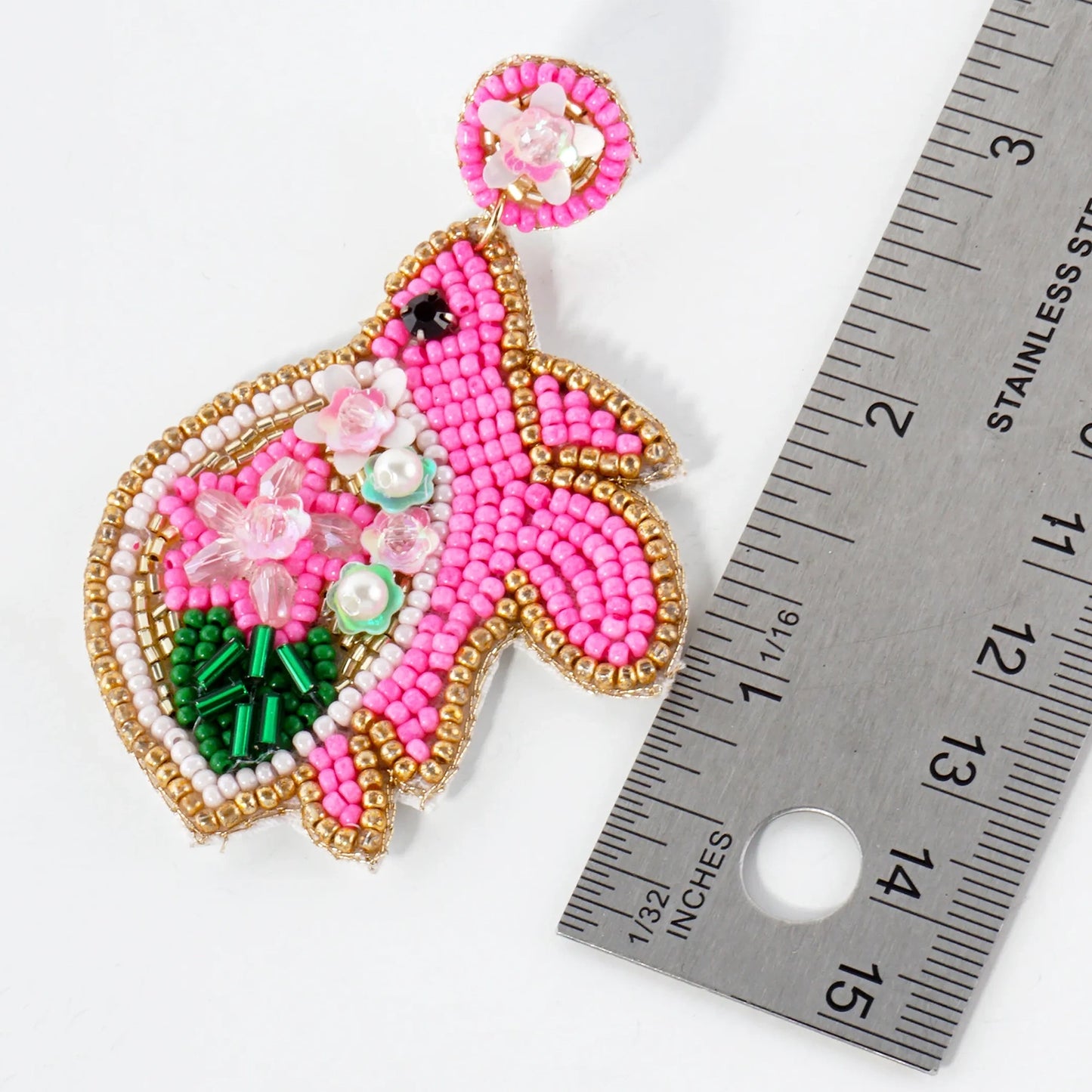 Glass-Beaded Turtle Drop Sea-Life Statement Earrings