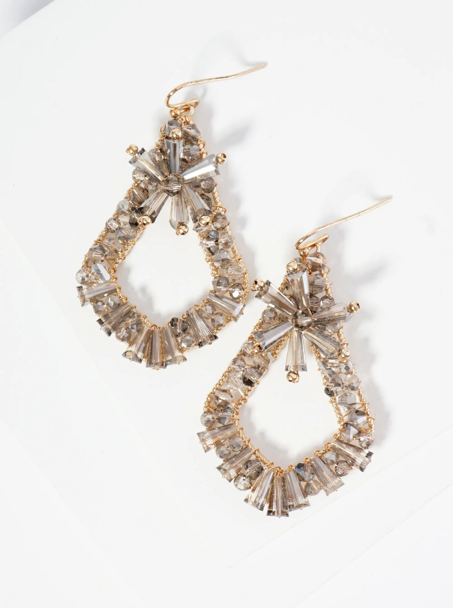 Glass Beaded Upside Down Kite Shape Dangle Earrings