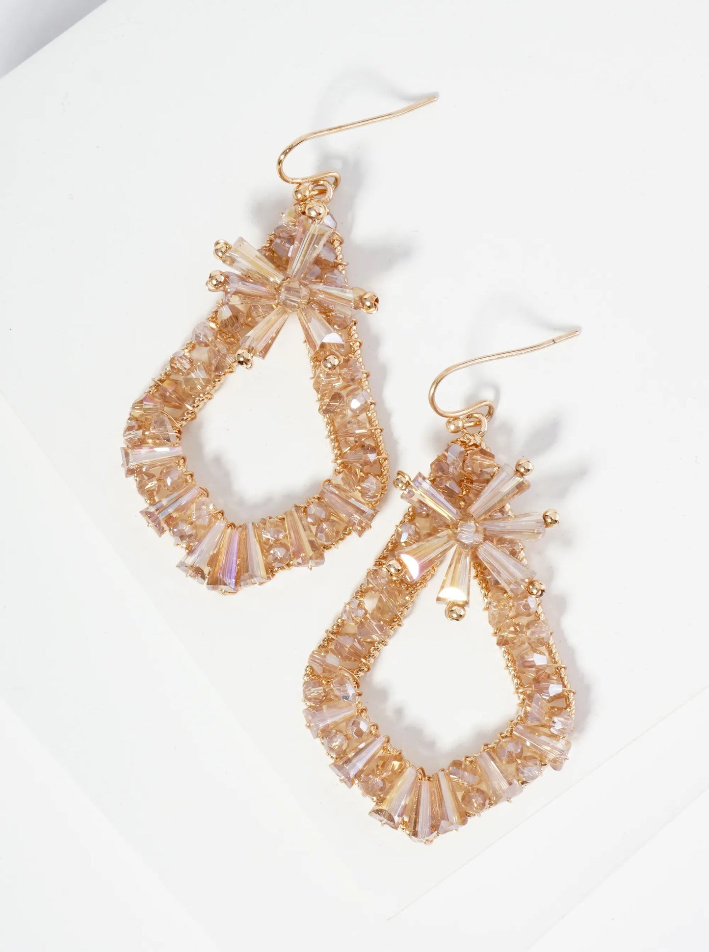 Glass Beaded Upside Down Kite Shape Dangle Earrings